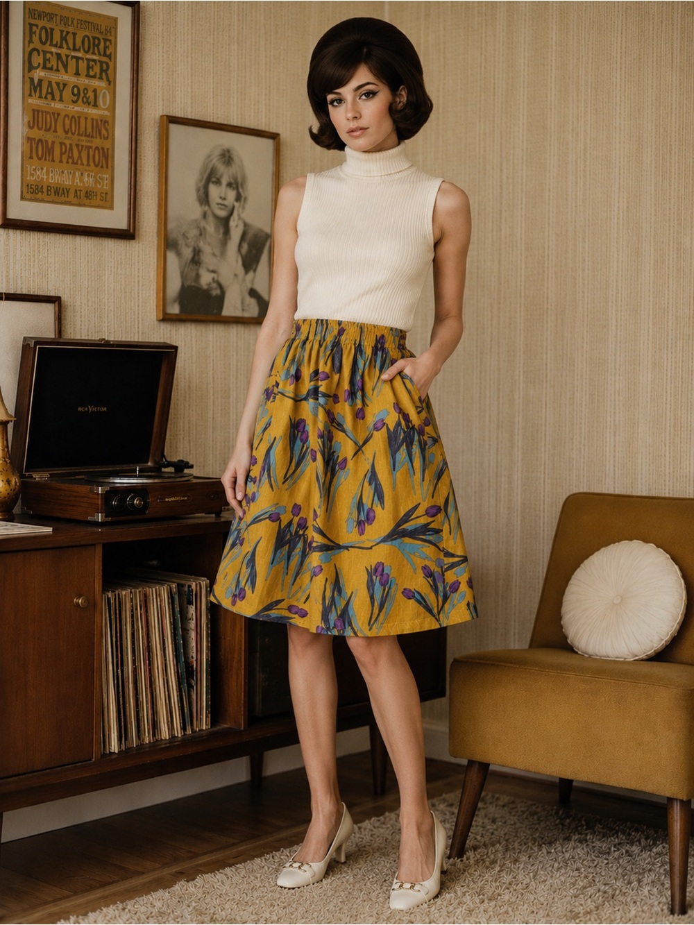 NWT Unique Vintage Tulip B XS tulip A-line skirt